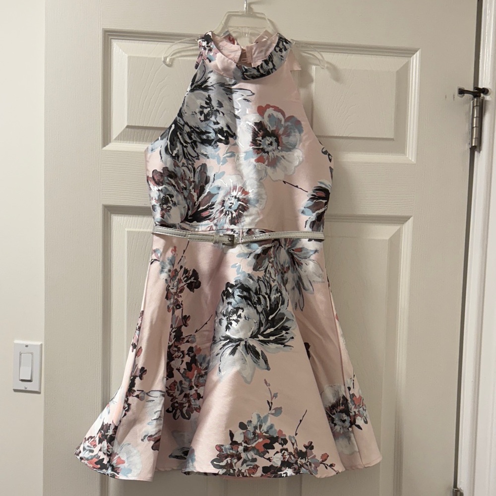 Zunie Pink and Silver Floral Kids Dress
